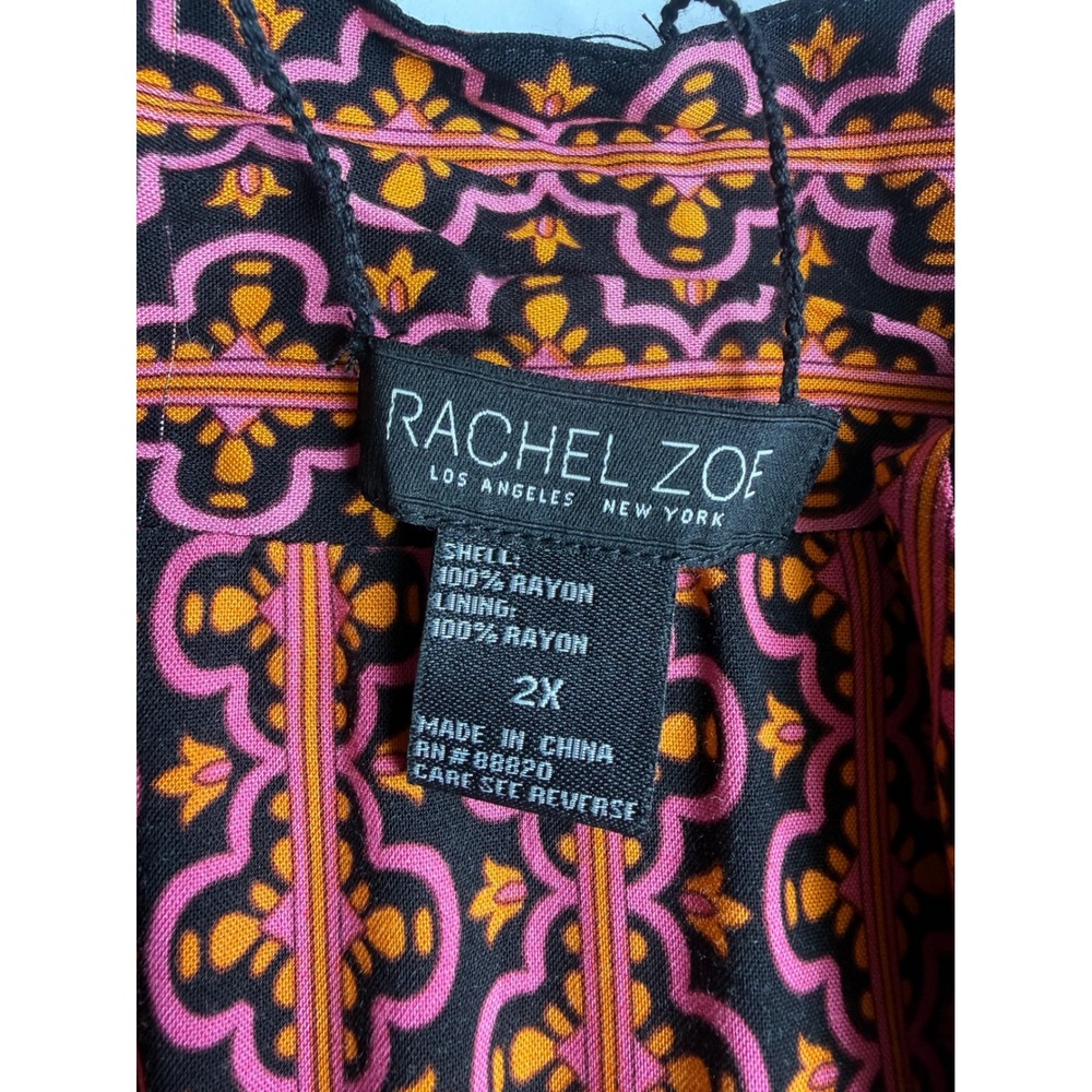 Rachel Zoe Reversible Pink Black Boho Paisley Floral Kimono 2X - Picture 3 of 8